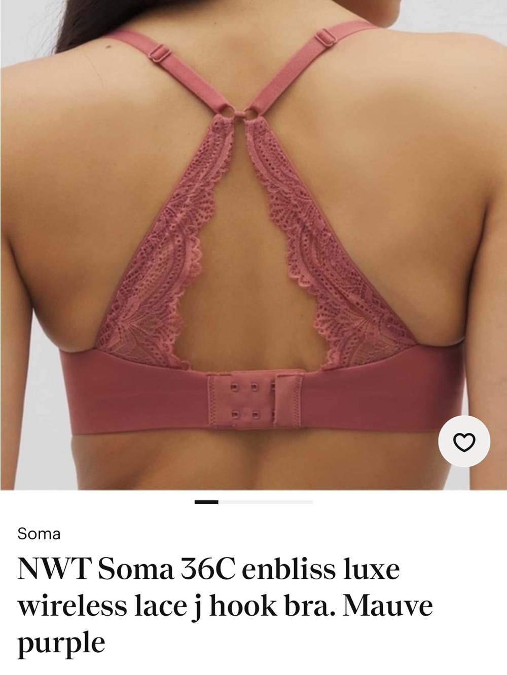 Soma Enbliss Luxe Wireless Lace J-Hook Bra — Mauve